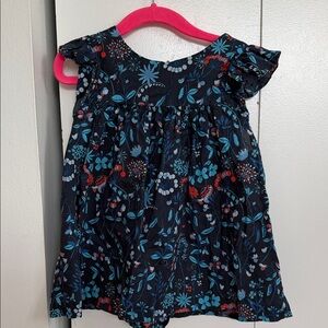 JACADI Floral Kids Top - Blue and Red